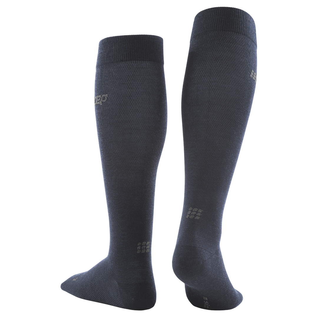 Calcetines De Compresión Allday Merino Tall, Hombre, Azul Oscuro, Vista Posterior