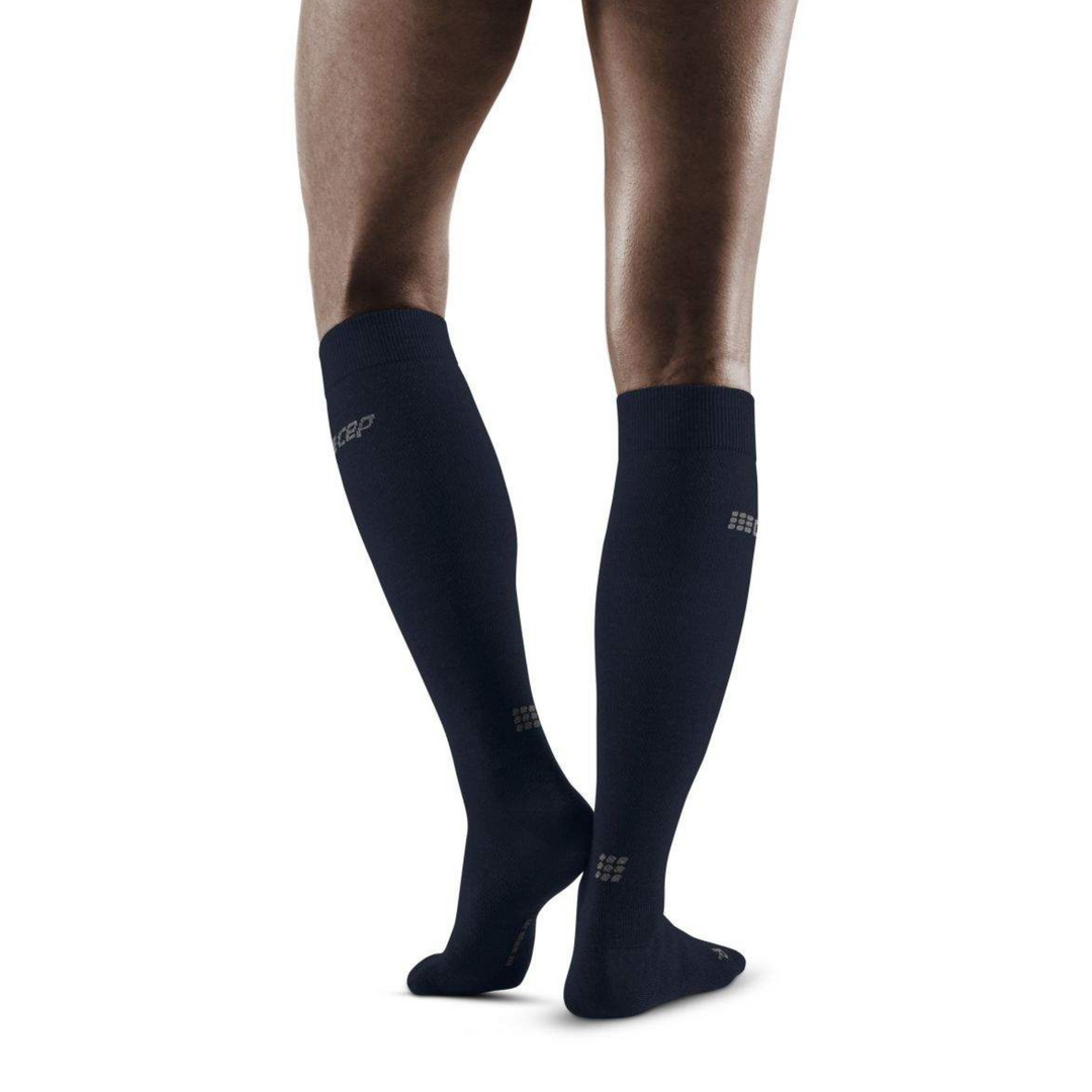 Allday Merino Tall Compression Socks, Women, Dark Blue, Back View Model