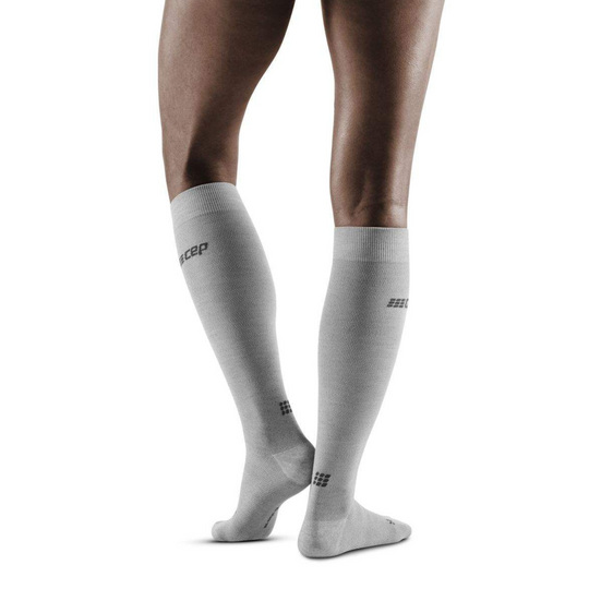 Allday Merino Tall Compression Socks, Women, Light Grey, Back View Model