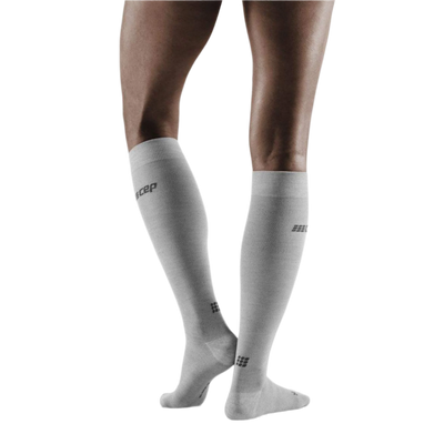 Allday Merino Tall Compression Socks, Women, Light Grey, Back View Model