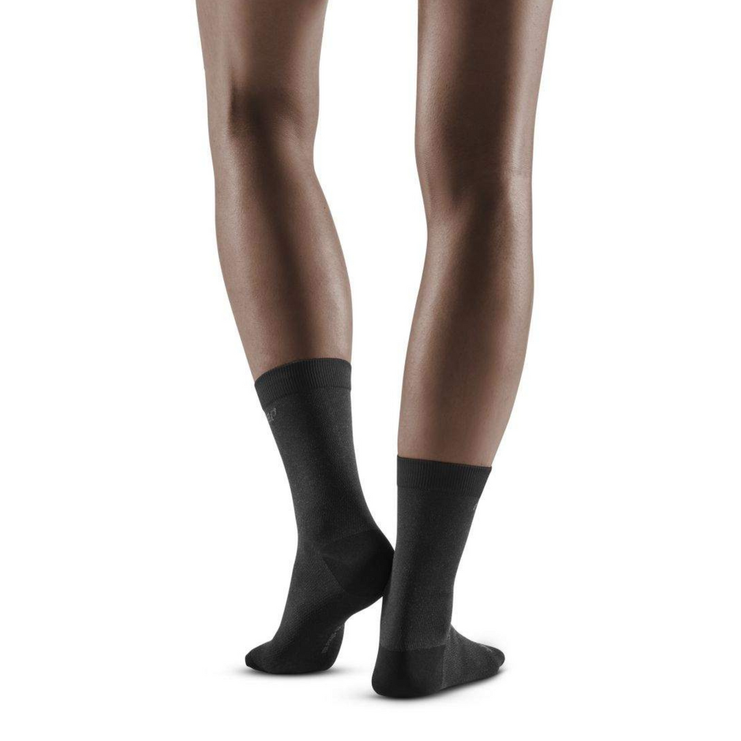 Allday Mid Cut Compression Socks, Women, Black, Back-View Model