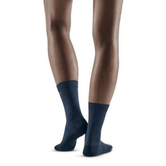 Calcetines de compresión Allday mid cut, mujer, azul oscuro, modelo back-view