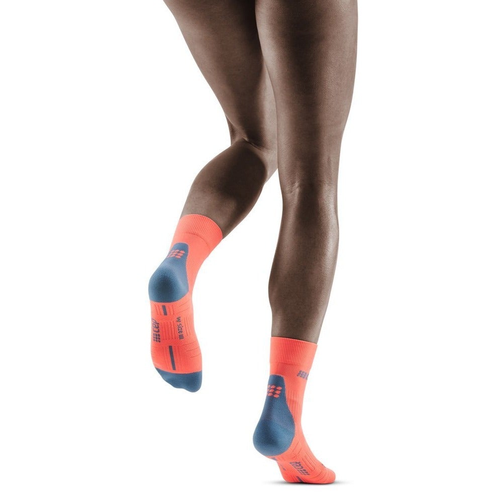 Short Compression Socks 3.0, Women, Coral/Grey - Back View