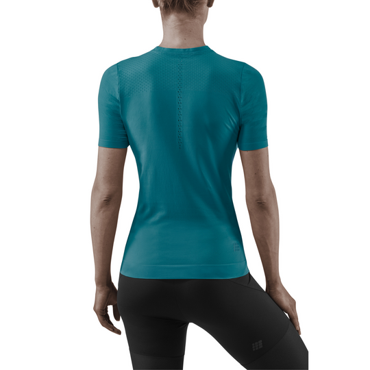 Ultralight Short Sleeve Shirt, Women, Petrol, Back View Model