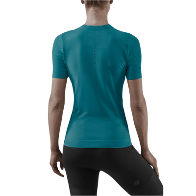 Ultralight Short Sleeve Shirt, Women, Petrol, Back View Model