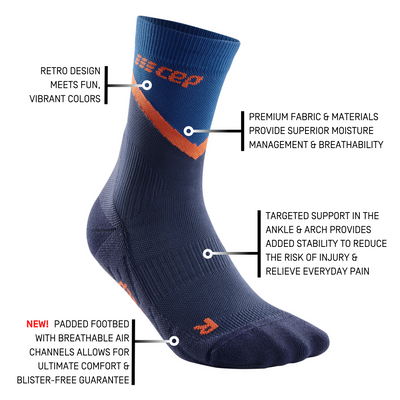 Chevron Mid Cut Compression Socks, Men, Peacoat/Blue, Details