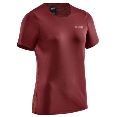 Run Short Sleeve Shirt, Women, Dark Red, Front View