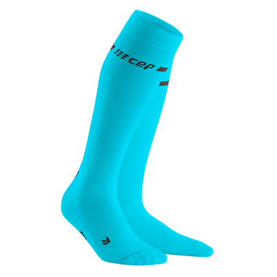 Neon Tall Compression Socks, Women, Neon Blue, Side Alternate View