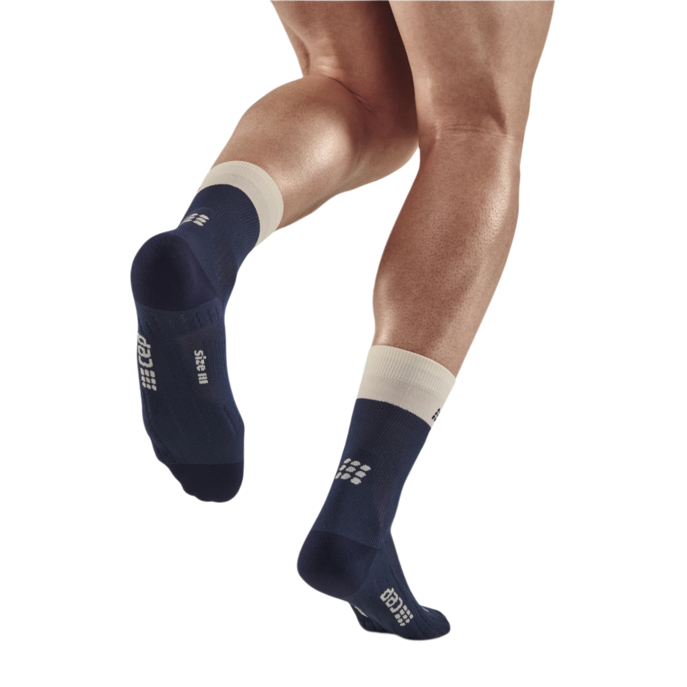 Bloom Mid Cut Compression Socks, Men, Blue/White, Back-View Model