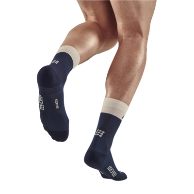 Bloom Mid Cut Compression Socks, Men, Blue/White, Back-View Model