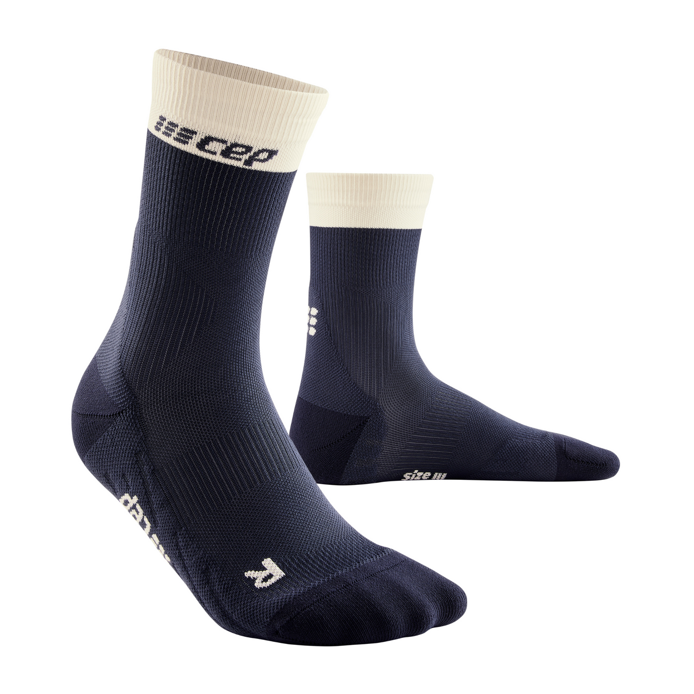 Bloom Mid Cut Compression Socks, Men, Blue/White, Front View