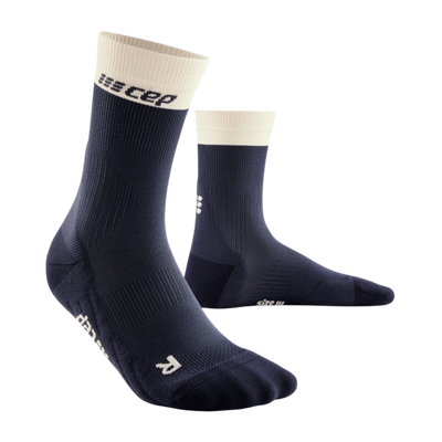 Bloom Mid Cut Compression Socks, Men, Blue/White, Front View