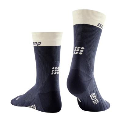 Bloom Mid Cut Compression Socks, Men, Blue/White, Back View