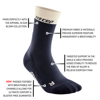 Bloom Mid Cut Compression Socks, Men, Blue/White, Details