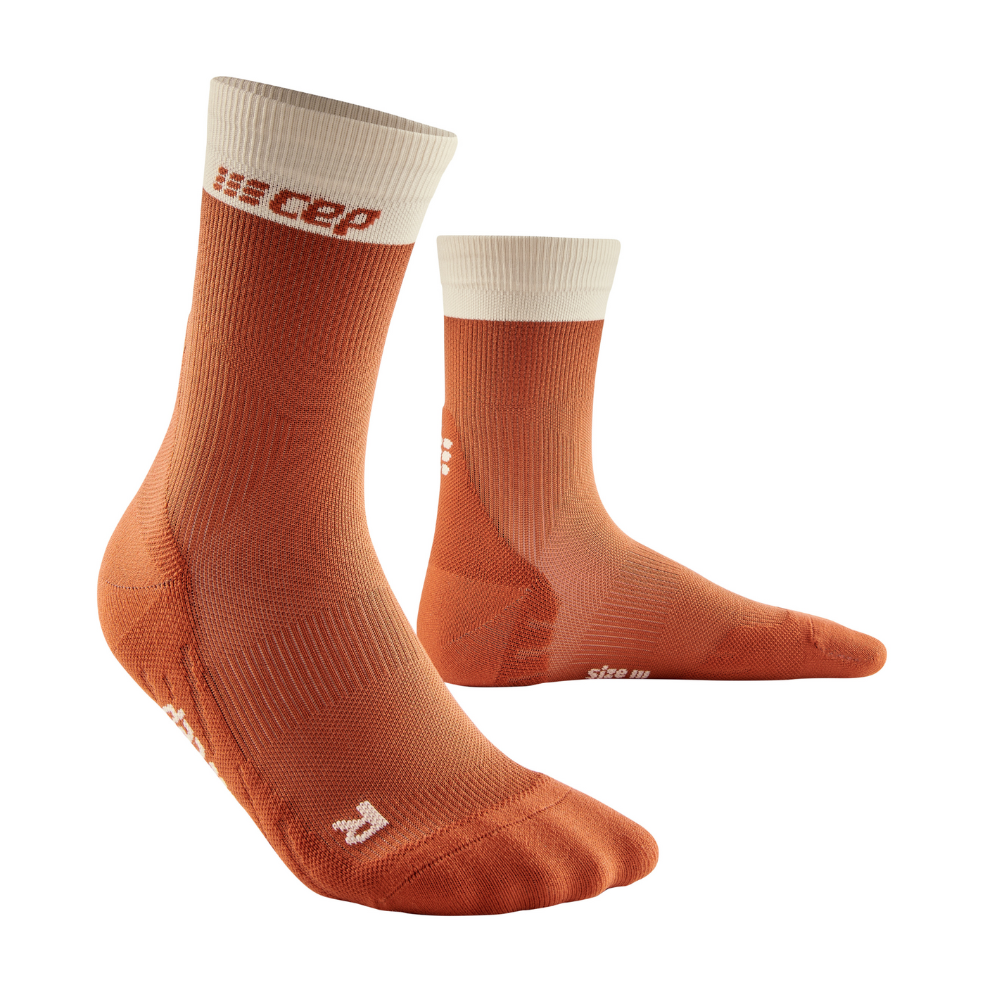 Bloom Mid Cut Compression Socks, Men, Ginger/White, Front View