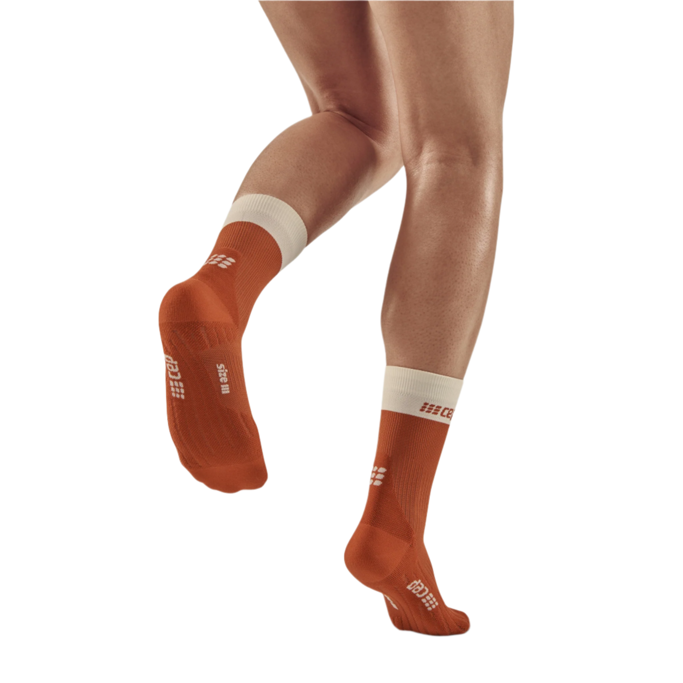 Bloom Mid Cut Compression Socks, Women, Ginger/White, Back-View Model