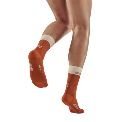 Bloom Mid Cut Compression Socks, Women, Ginger/White, Back-View Model