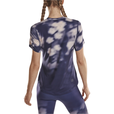 Bloom Short Sleeve Shirt, Women, Blue Bloom, Back-View Model