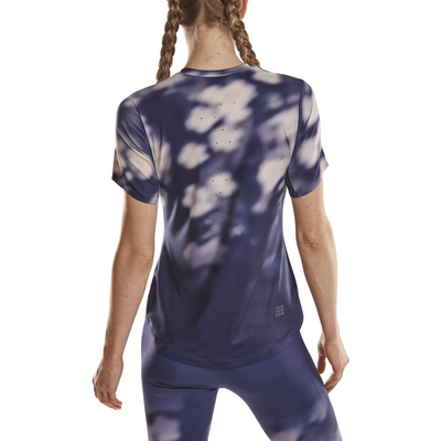 Bloom Short Sleeve Shirt, Women, Blue Bloom, Back-View Model