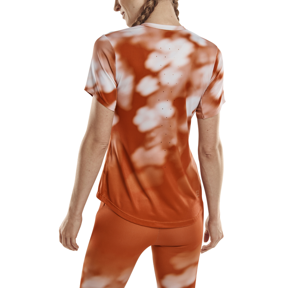 Camisa de manga curta Bloom, feminina, flor de gengibre, modelo com vista traseira