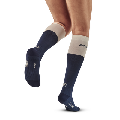 Bloom Tall Compression Socks, Women, Blue/White, Back-View Model