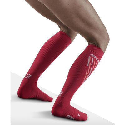 Ski Thermo Socks, Women, Cranberry/Orange - Back View Model