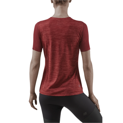 Run Short Sleeve Shirt, Women, Dark Red, Back View Model