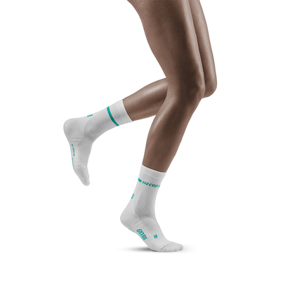 Neon Mid Cut Compression Socks, Women, White/Neon Blue