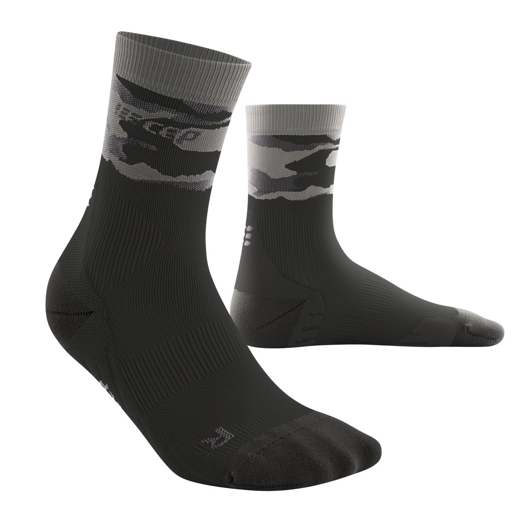 Camocloud Κάλτσες Συμπίεσης Μεσαίας Κοπής, Γυναικείες, Μαύρο/Γκρι Camo, Μπροστινή Όψη