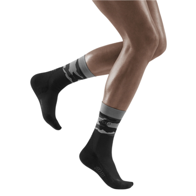 Camocloud Mid Cut Compression Socks, Women, Black/Grey Camo