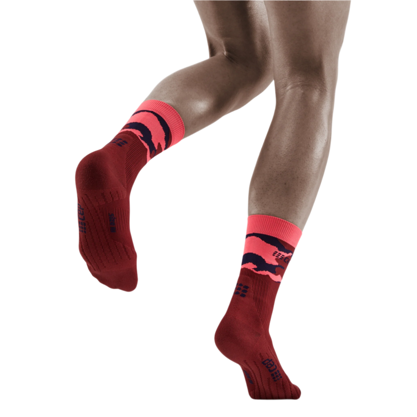 Camocloud Mid Cut Compression Socks, Women, Pink/Peacoat, Back View Model