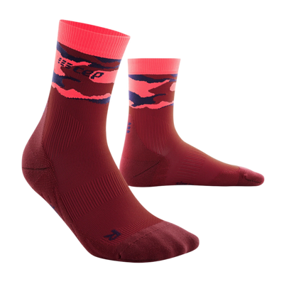 Camocloud Mid Cut Compression Socks, Women, Pink/Peacoat, Front View