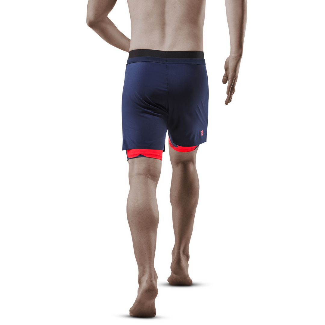 Shorts Camocloud 2 em 1, masculino, camuflagem lava/peacoat, modelo com vista traseira