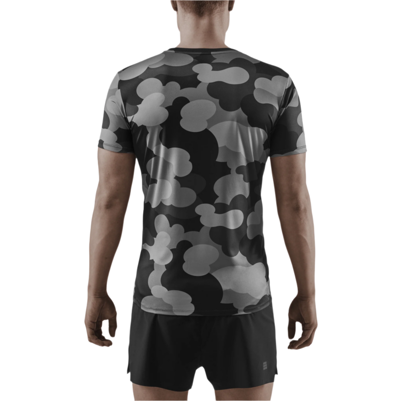 Camocloud Short Sleeve Shirt, Men, Black/Grey Camo, Back View Model