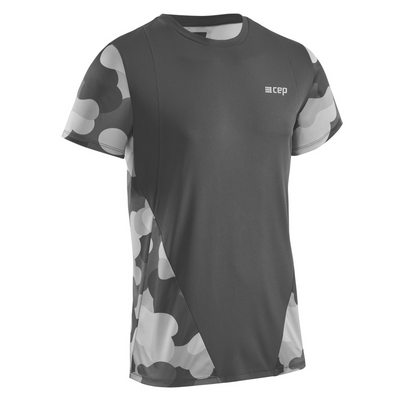 Camocloud Short Sleeve Shirt, Men, Black/Grey Camo, Front View