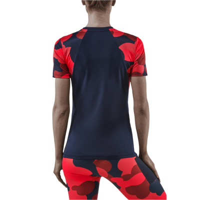 Camocloud Short Sleeve Shirt, Women, Pink/Peacoat, Back View Model