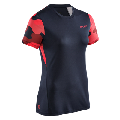 Camocloud Short Sleeve Shirt, Women, Pink/Peacoat, Front View