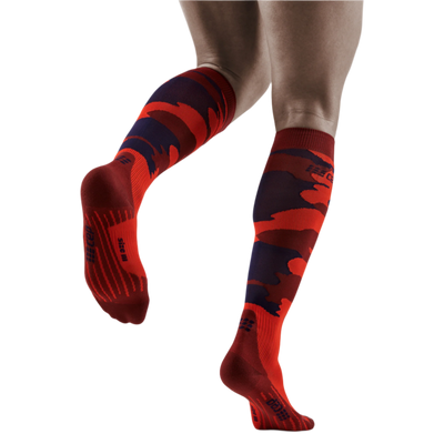 Camocloud Compression Tall Socks, Men, Lava/Peacoat Camo, Back View Model