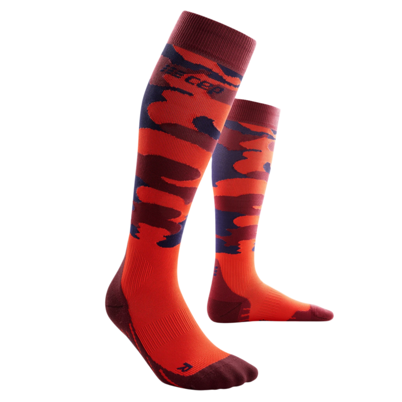 Camocloud Compression Tall Socks, Men, Lava/Peacoat Camo, Front View