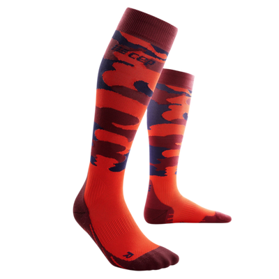 Camocloud Compression Tall Socks, Men, Lava/Peacoat Camo, Front View