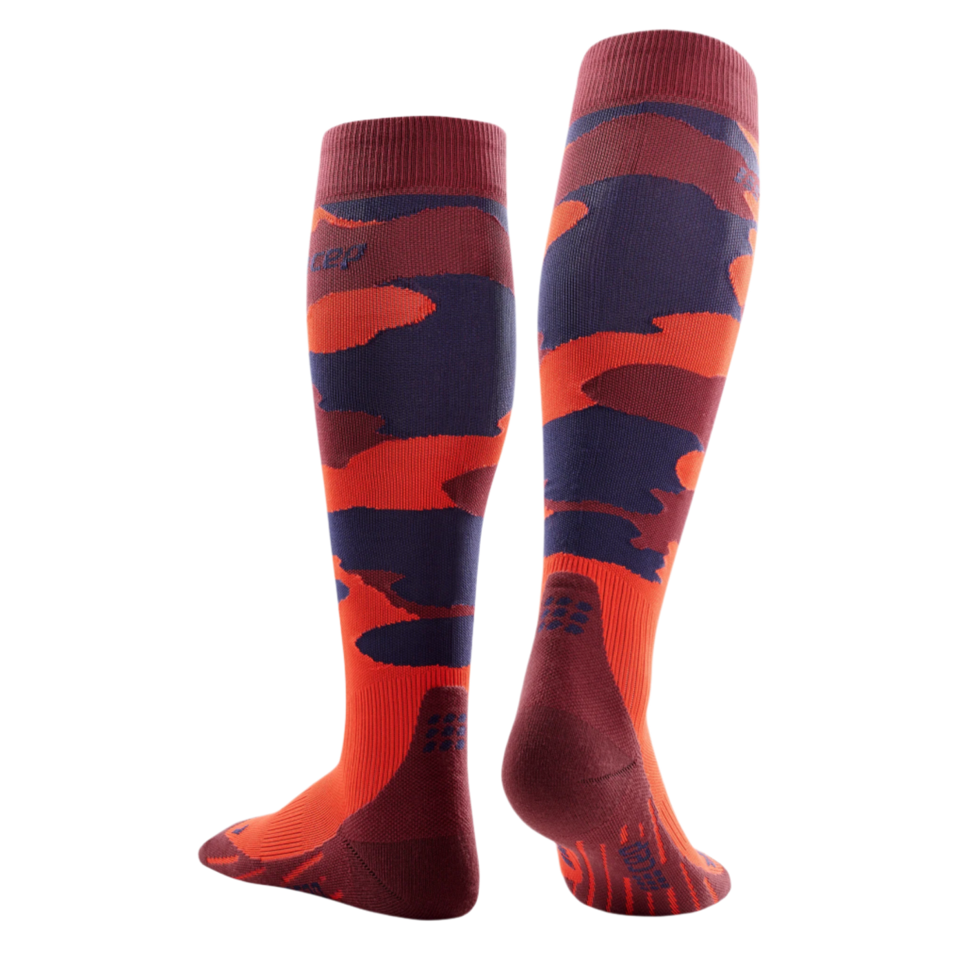 Camocloud Compression Tall Socks, Men, Lava/Peacoat Camo, Back View