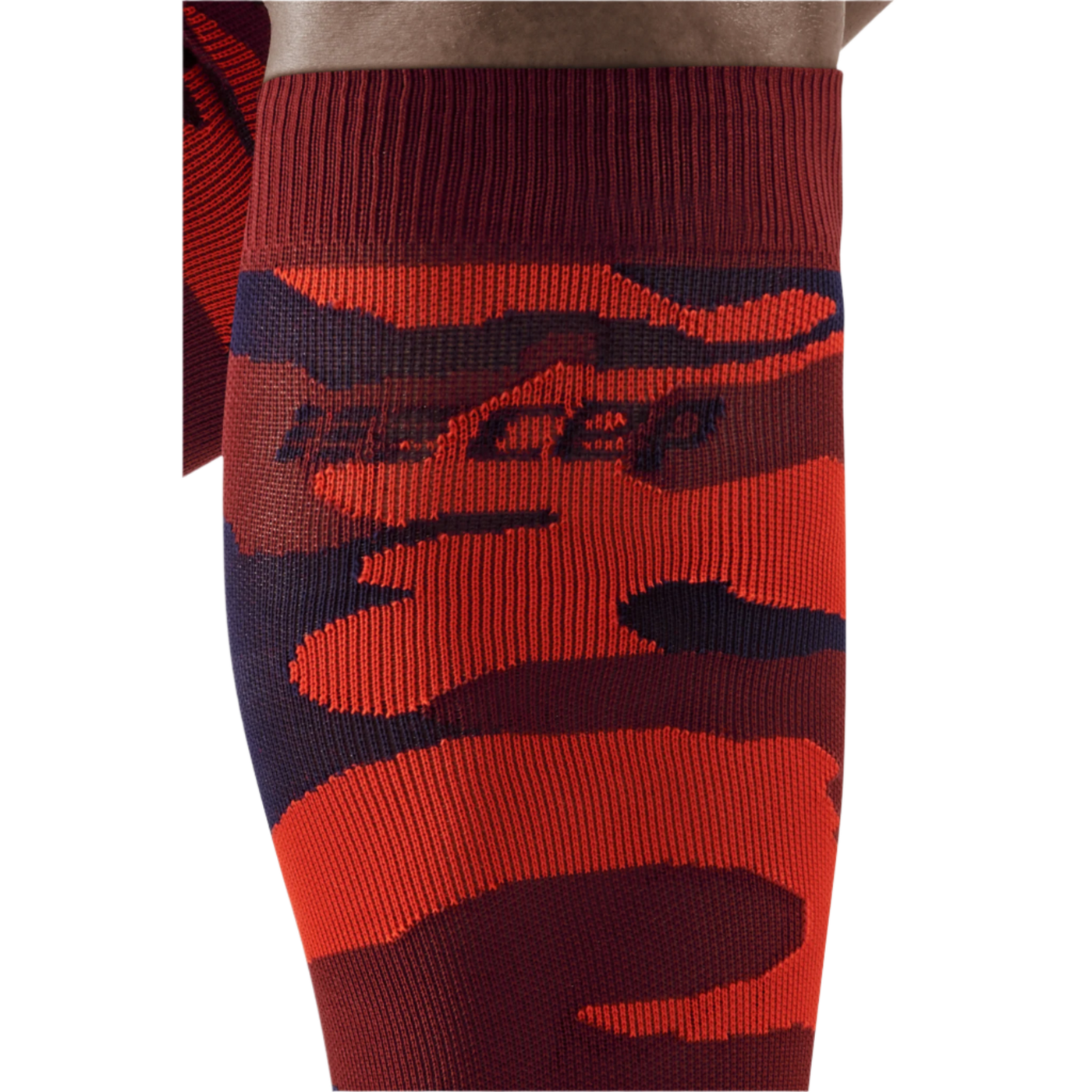 Camocloud Compression Tall Socks, Men, Lava/Peacoat Camo, Logo Detail