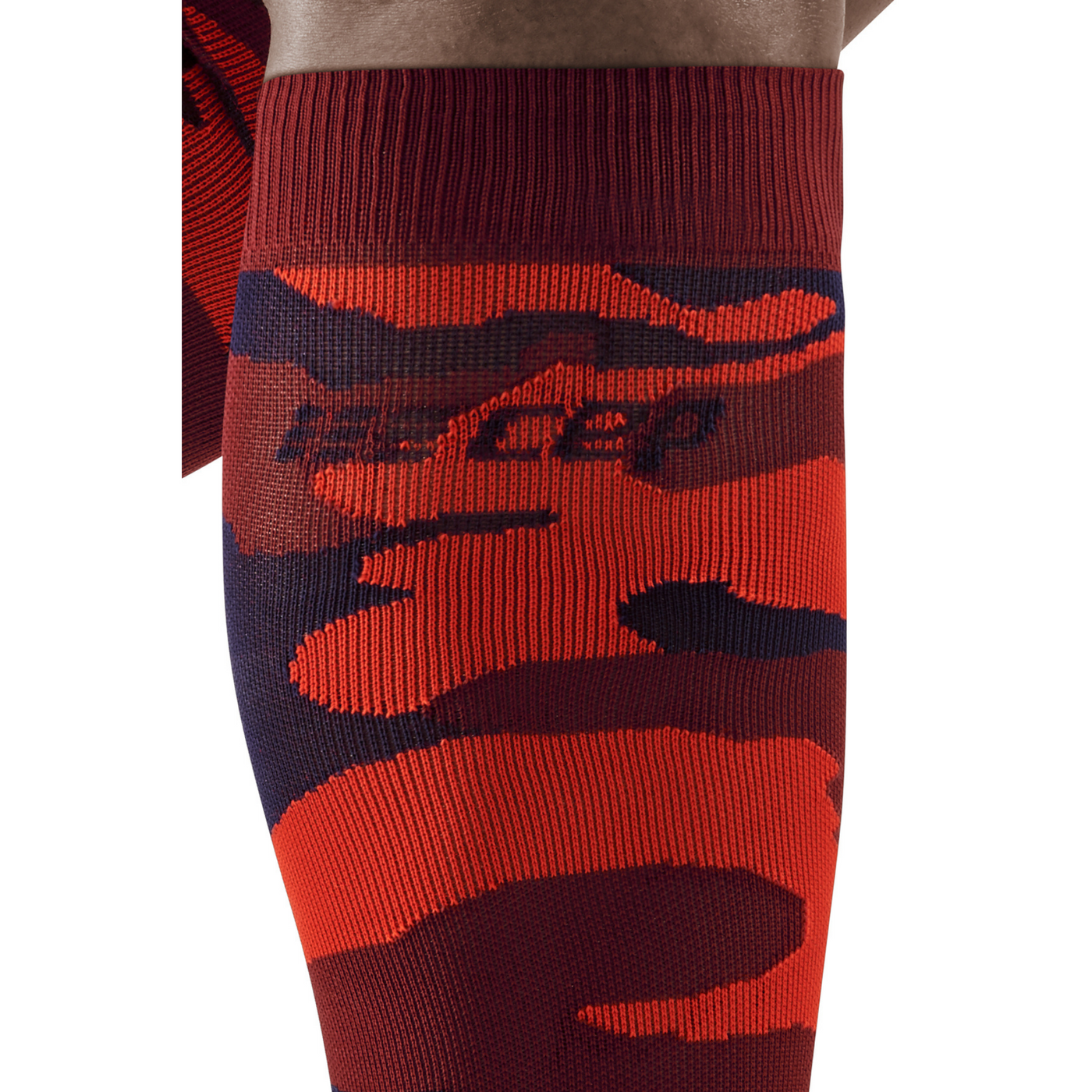 Camocloud Compression Tall Socks, Men, Lava/Peacoat Camo, Logo Detail