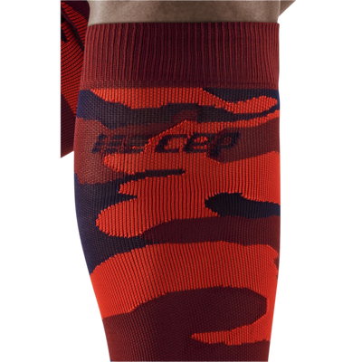 Camocloud Compression Tall Socks, Men, Lava/Peacoat Camo, Logo Detail