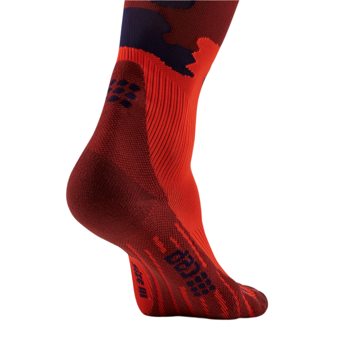 Camocloud Compression Tall Socks, Men, Lava/Peacoat Camo, Foot Detail