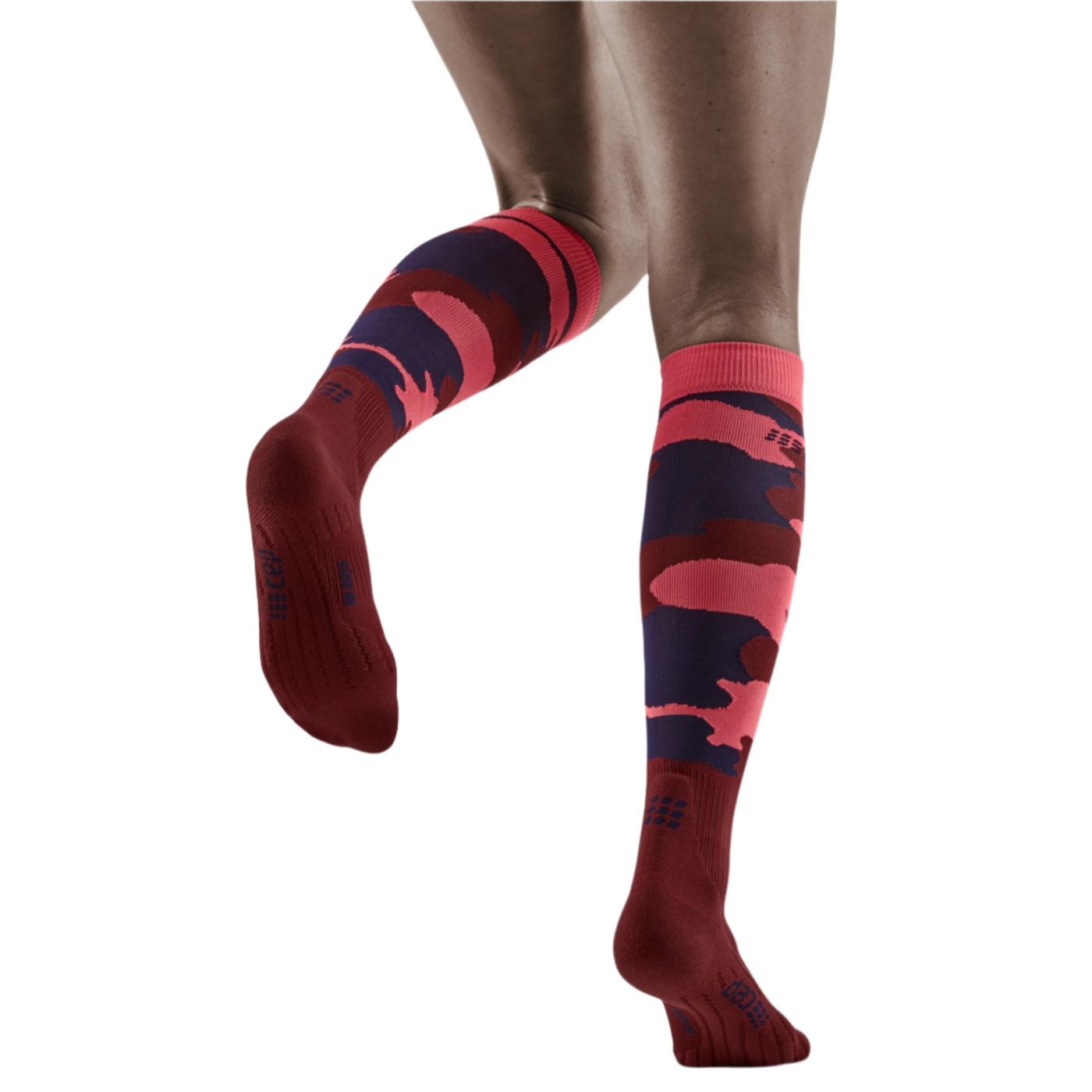 Camocloud Compression Tall Socks, Women, Pink/Peacoat, Back View Model