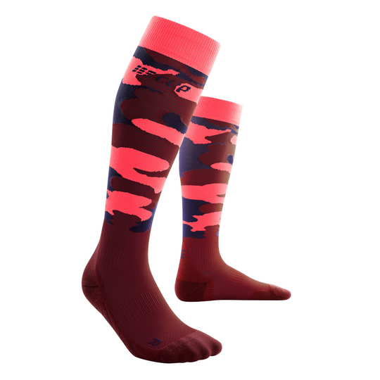 Ψηλές κάλτσες Camocloud συμπίεσης, γυναικείες, ροζ/παγόνι, μπροστινή όψη