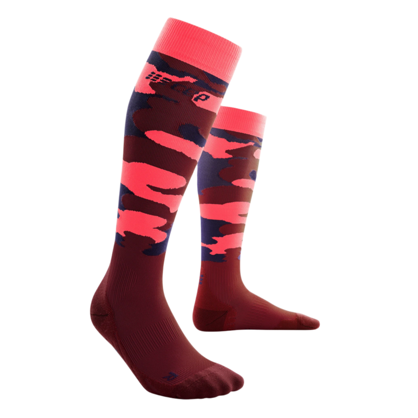 Camocloud Compression Tall Socks, Women, Pink/Peacoat, Front View