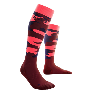 Camocloud Compression Tall Socks, Women, Pink/Peacoat, Front View