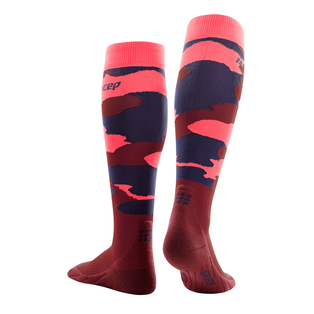 Ψηλές κάλτσες με συμπίεση Camocloud, γυναικείες, ροζ/παγόνι, πίσω όψη